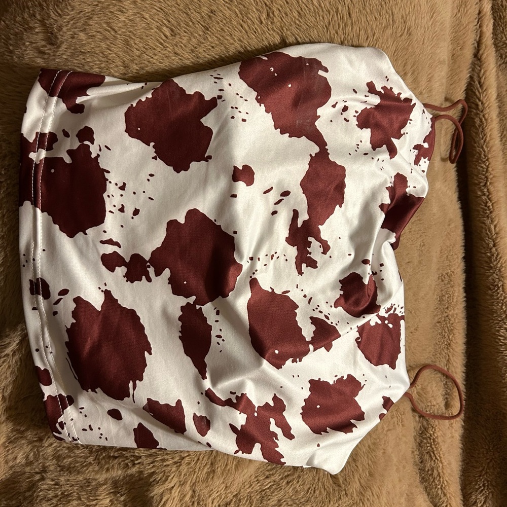 SHEIN Brown and White Cow Print Top